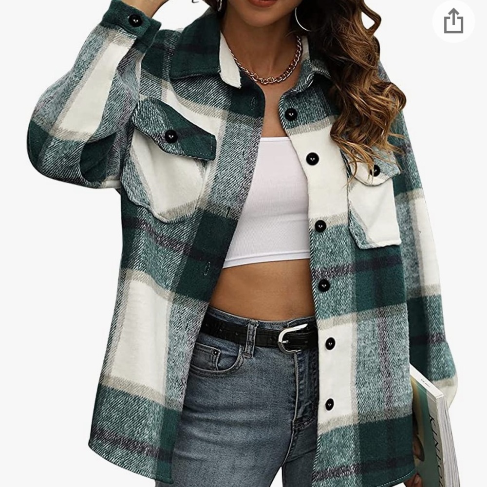 NWT Trendy plaid wool shirt jacket size xl